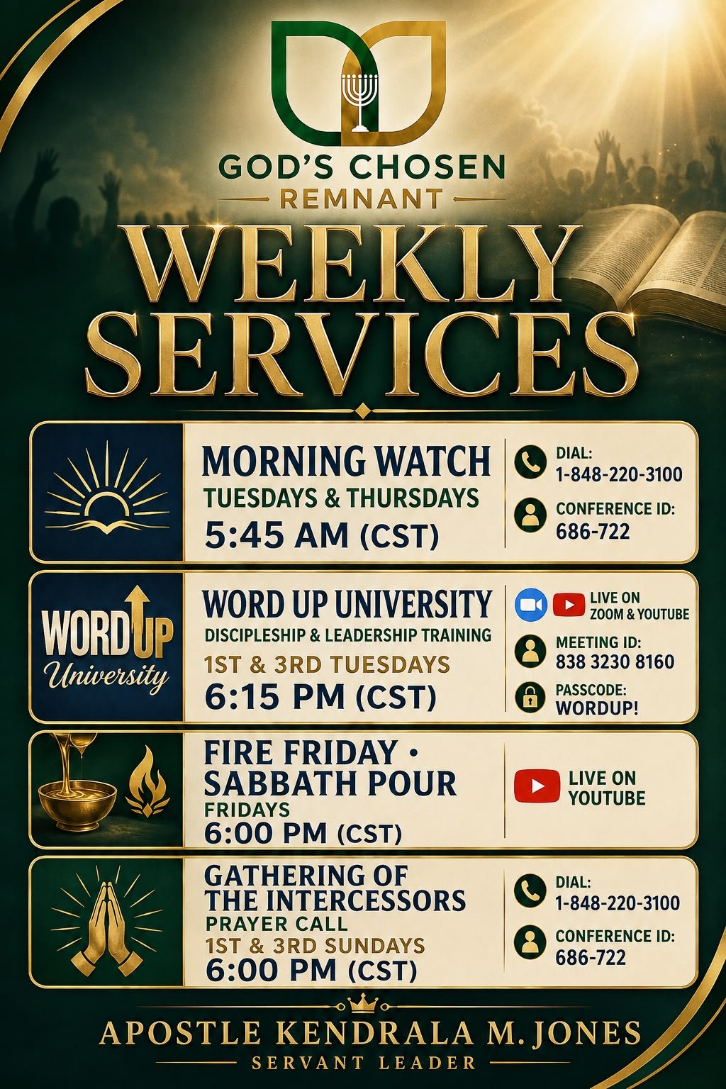 Weekly Services Schedule